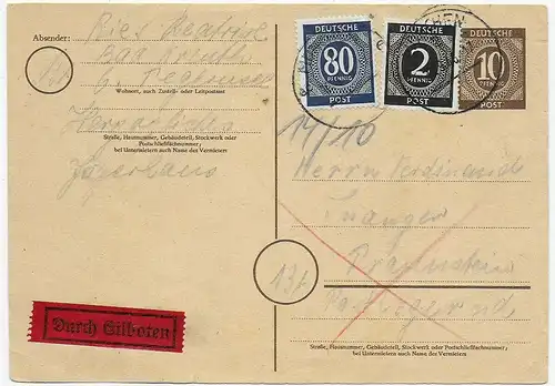 Eilboten Ganzsache Bad Kreuth, 1946