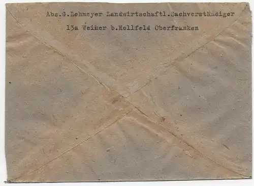 Weiher bei Hellfeld nach Hösbach, Vignette 1947: IRM Flüchtlings Hilfs-Aktion