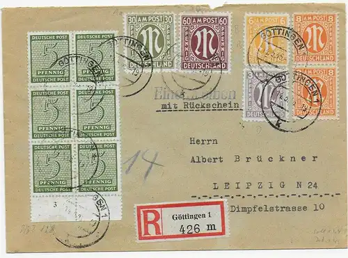 Einschreiben Göttingen nach Leipzig, 1946