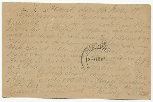 Ganzsache Wesel nach Südwest Afrika 1919, Omaruru