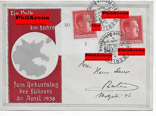 Brief zum Geburtstag 1938 mit Sonderstempel, Berlin