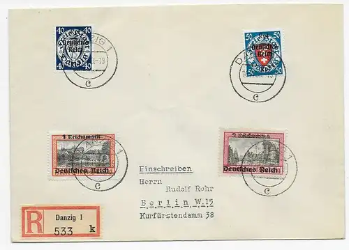Danzig 16.11.1939, Einschreiben, 3 Briefe