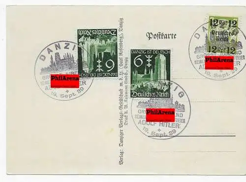 Danzig Karte mit Sondertempel 19.9.1939