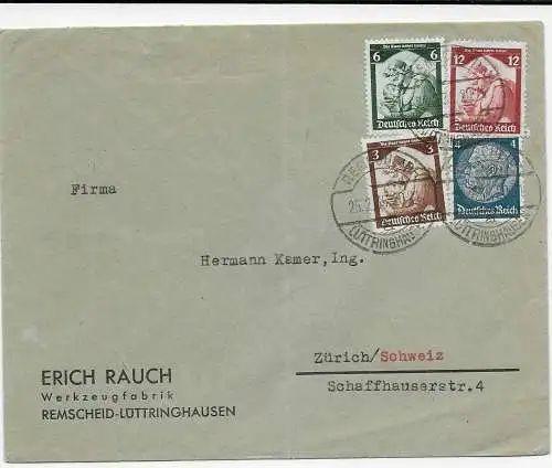 Brief Werkzeugfabrik Remscheid-Lüttringhausen nach Zürich, 1935