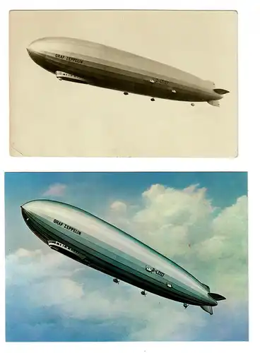 2x Zeppelin: Luftschiff Graf Zeppelin, Orientfahrt 1929, neuere Karte von LZ127