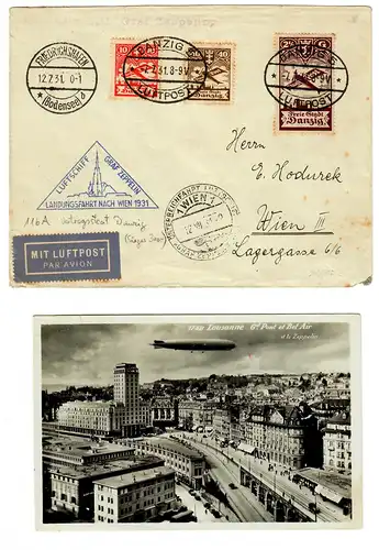 2x Zeppelin: Graf Zeppelin LZ 127 von Danzig nach Wien und über Lausanne