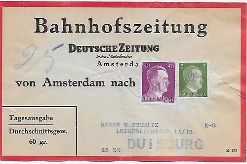 Bahnhofszeitung: 25 Stück Deutsche Zeitung, Niederlande 1942, Feldpost Amsterdam