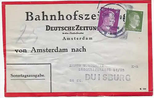 Bahnhofszeitung: Niederlande 1942, Amsterdam Feldpost, 25 Stück Deutsche Zeitung