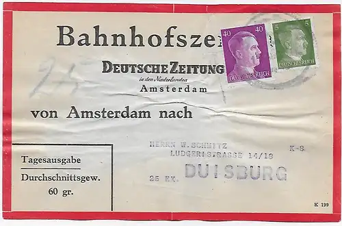 Bahnhofszeitung: Niederlande 1942, 25 Stück Deutsche Zeitung, Amsterdam Feldpost