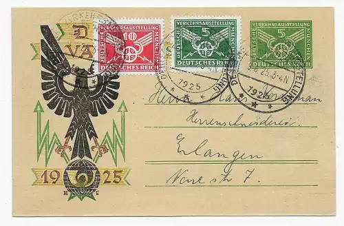 Deutsche Verkehrsausstellung, Sonderstempel 1925, München nach Erlangen