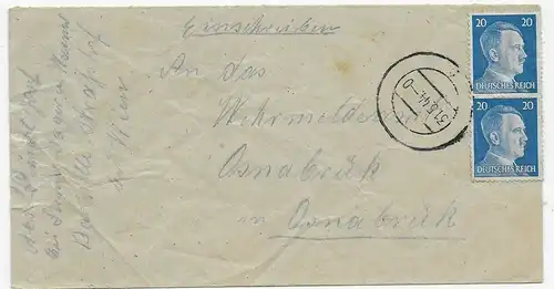 Aufsichstspersonal Arbeitslager Strasshof/Wien nach Osnabrück,1944, stummer Stpl