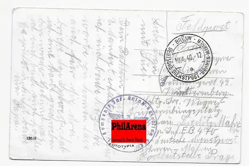 Feldpost Wischau B&M, 1940