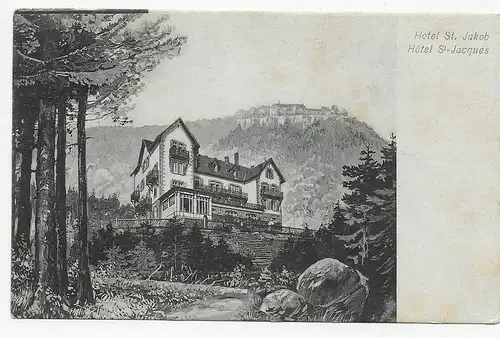 Ansichtskarte Hotel St. Jakob, Ottrott mit Taxe nach Frankreich, 1905