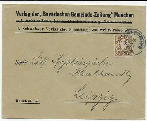 Verlag der Bayrischen Gemeindezeitung nach Leipzig, 1895