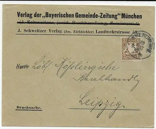 Verlag der Bayrischen Gemeindezeitung nach Leipzig, 1895