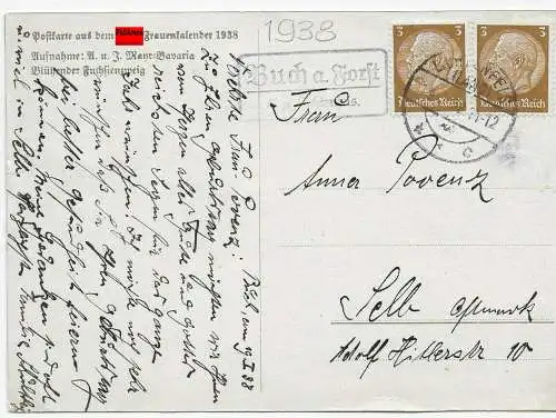 Landpoststempel Buach a. Forst, über Lichtenfels, 1938 nach Selb