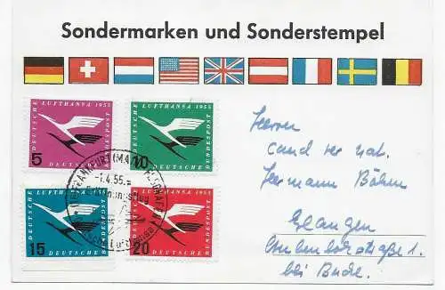 Lufthansa 1955, Sonderstempel Eröffnungsflug 1.4.1955