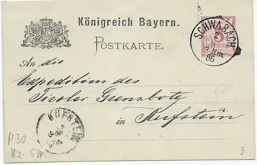P30, Schwabach 1886 nach Kufstein. Hygiene, Seife
