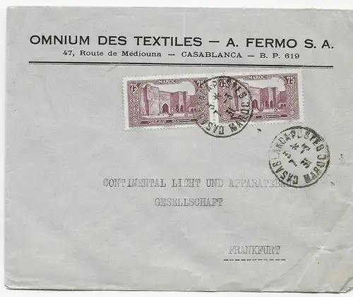 Casablanca 1931 nach Frankfurt, Textilien