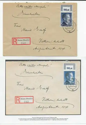 EF MiNr. 802 A, Oberrand auf Brief von Hamm nach Köthen 1942, BPP geprüft