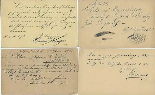 4x Postkarte um 1873/74 Schwelm, Saarbrücken, Schmalkhalden, 