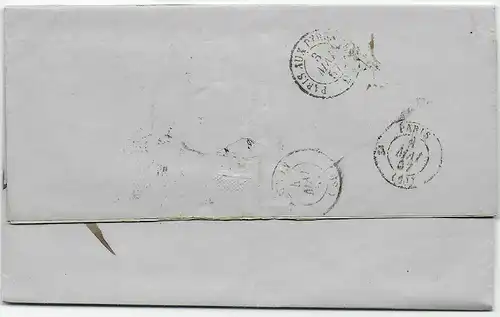 Hamburg: Brief 1857 nach Mugron, Frankreich, T&T Stempel