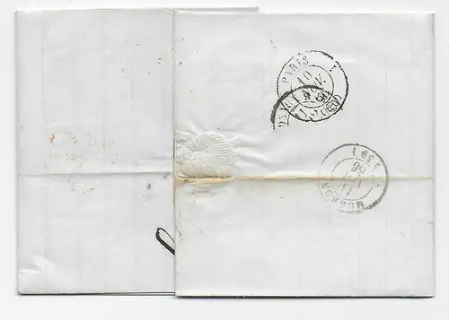 Hamburg: Brief 1866 nach Mugron über Paris und Forbach, Frankreich, T&T Stempel