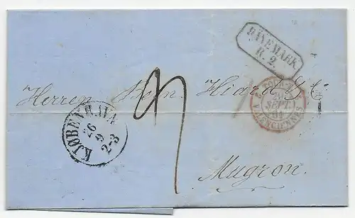 Brief Kopenhagen nach Mugron, Frankreich, 1861 über Hamburg T&T