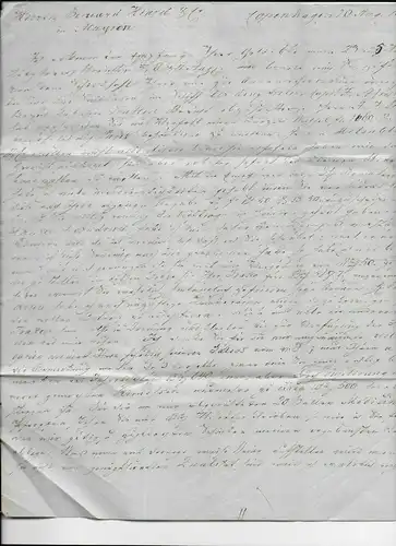 Brief Kopenhagen nach Mugron, Frankreich, 1857 über Bordeaux und Hamburg T&T