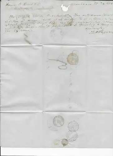 Brief Kopenhagen nach Mugron, Frankreich, 1858 über Bordeaux und Hamburg T&T