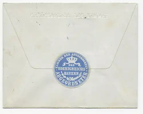 München Landtag 1912 nach Bad Reichenhall, Rückseitig Vignette Abgeordneter