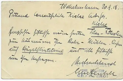 Ganzsache Wilhelmshaven 1918 nach Kielce/Polen, zurück