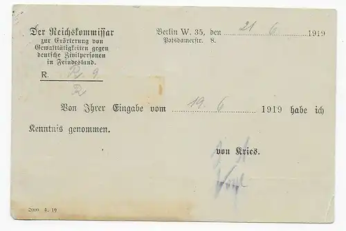 Reichsdienstsache Berlin, 1919 nach Dresden, Gewalt gegen Zivile in Feindland