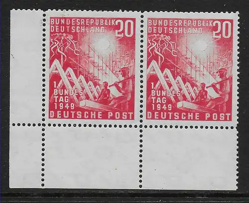 Bund: MiNr. 112 I, waagrechtes Paar, postfrisch, **