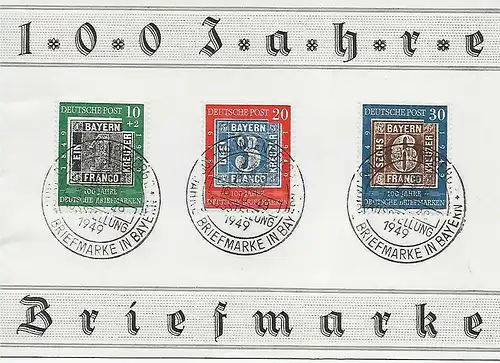 Bund: 100 Jahre Briefmarke, 1949, mit MiNr. 114II auf Sonderkarte