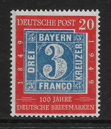 Bund: 100 Jahre Briefmarke, MiNr. 114II postfrisch, **