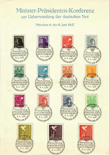 Ministerpräsidenten Konfernenz: München 1947, großes Gedenkblatt ex 943-961