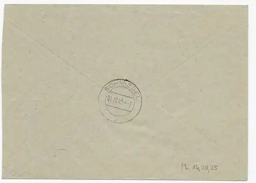 GG: portogerechtes Einschreiben Doppelbrief Ostrow Maz. nach Schmiegel 1940