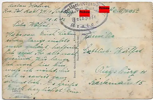 GG: Ansichtskarte Krakau, Absender XX Polizeiregiment, Feldpost 1942