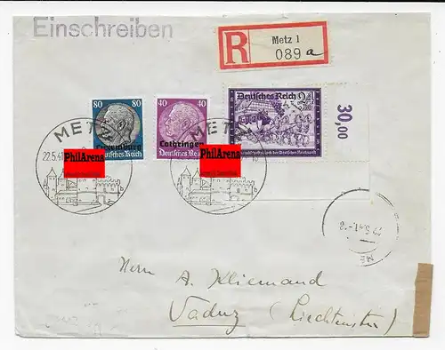 Einschreiben Metz nach Vaduz - Lichtenstein, 1941