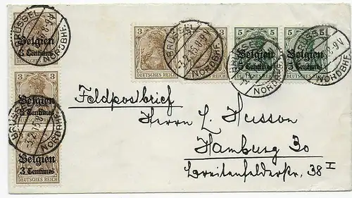 Feldpostbrief Brüssel nach Hamburg, 1915