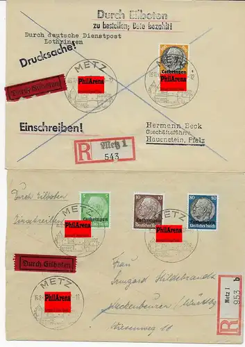 5x Einschreiben Eilboten Briefe von Metz nach Meckenbeuren 1941