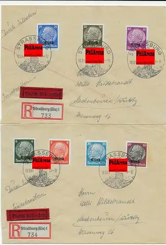 5x Einschreiben Eilboten Briefe von Straßburg nach Meckenbeuren 1941