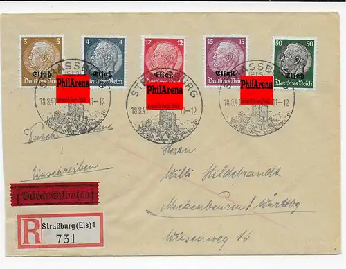 5x Einschreiben Eilboten Briefe von Straßburg nach Meckenbeuren 1941