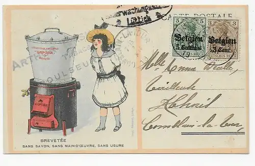 Schöne Werbe-Postkarte aus Lüttich/Liège/Roulseur 1916
