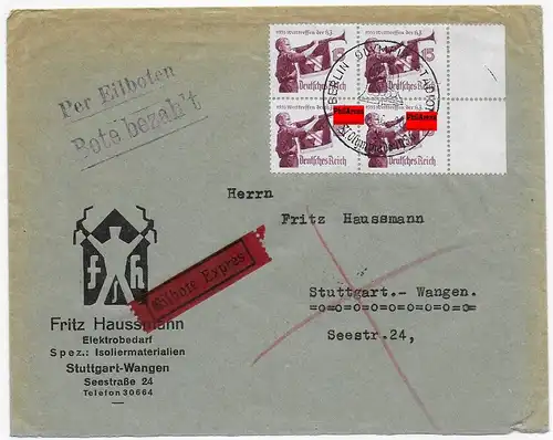 Eilbote von Berlin: Olympia Stadion 1936 nach Stuttgart Wangen