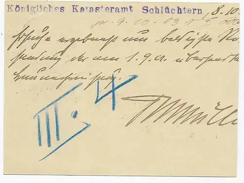 Dienst-Postkarte Schlüchtern nach Salmünster, 1903