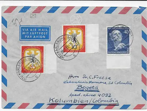 Luftpost Mannheim, 1955 nach Bogotá, Columbia