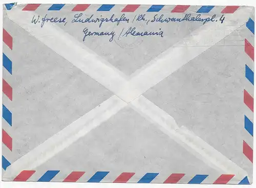 Luftpost Mannheim, 1955 nach Bogotá, Columbia
