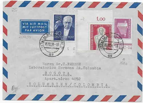 Luftpost 1956, Mannheim nach Bogotá, Columbia, Teil HAN Nummer